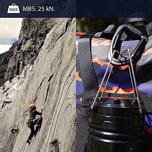 FUSION Climb Vapor III Military Tactical Matte Edition Aluminum Straight Gate Key Nose Modified D Carabiner Black, Hunting Carabiner (FP-8122-3ST-BLK) (Straight gate) - Image 5