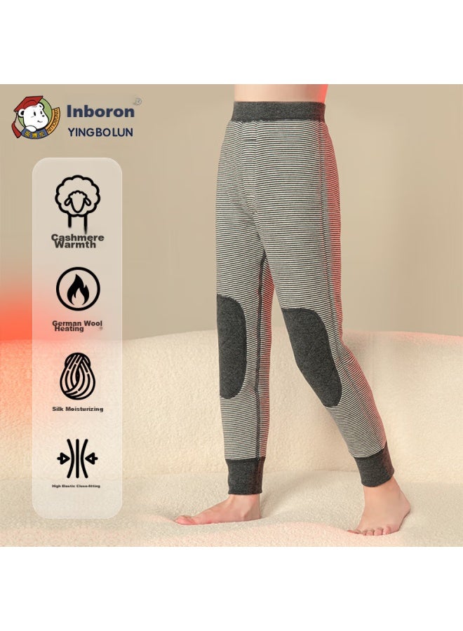 YINGBOLUN Yingbolun Boys' Long Johns, Autumn And Winter, German Velvet Thickened, Children's Double-layer Warm Base Layer Pants, For Older Children, 80980 Gray, Size 165  - Image 4