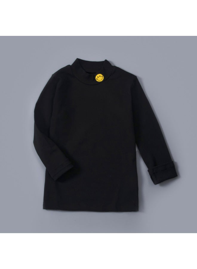 Boys' Velvet Semi-high Collar Base Shirt Winter New Children's Warm Inner Long Sleeve T-shirt