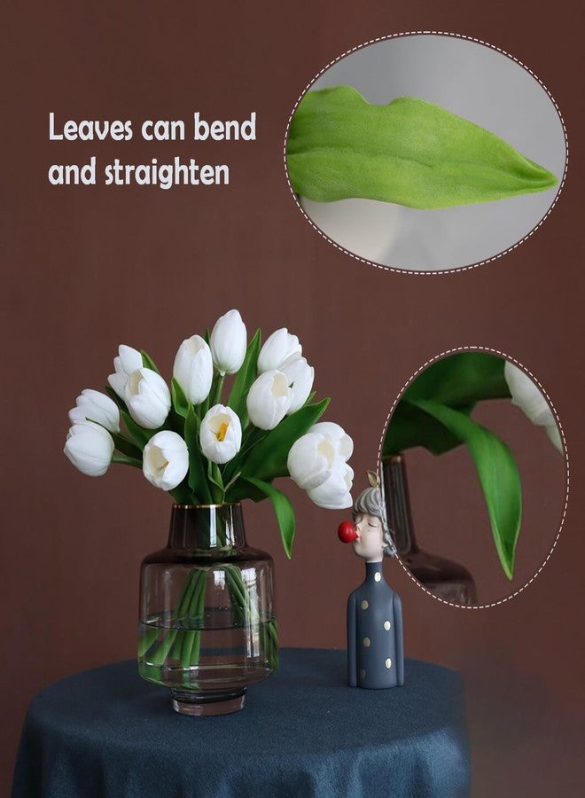 Buart White&Green Tulip Flowers Artificial Luxury Big Tulip Valentine's Day Mother's Day Easter Home Kitchen Wedding Decorations(11pcs) - Image 5