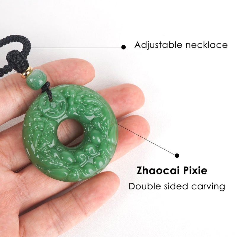Chiorgone Feng Shui Pi Xiu Necklace â€“ Double-Sided Carved Nephrite Jade Pendant, Symbolizing Good Luck and Prosperity, Great Gift for Career Success. - Image 5