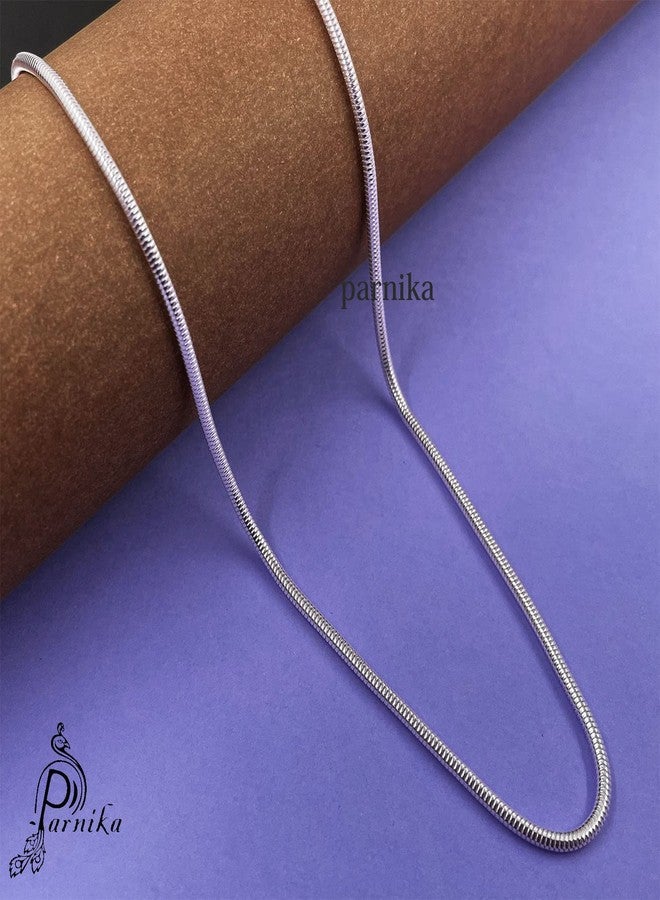 Parnika (Formerly MJ 925 Unisex Snake Design Silver Chain in Pure 92.5 Sterling Silver for Women | Chandi Ki Chain | (2mm, 18) - Image 3