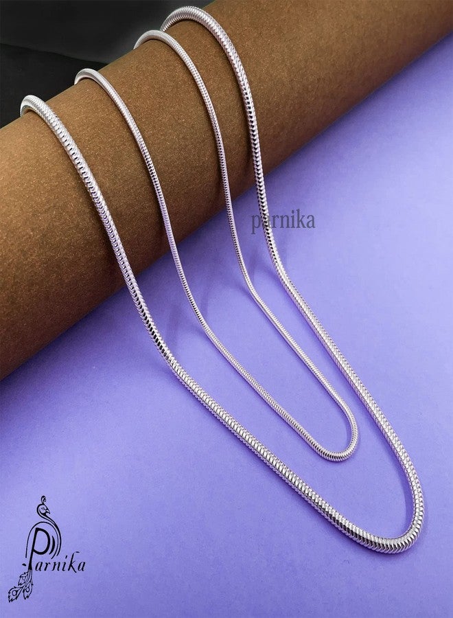 Parnika (Formerly MJ 925 Unisex Snake Design Silver Chain in Pure 92.5 Sterling Silver for Women | Chandi Ki Chain | (2mm, 18) - Image 4