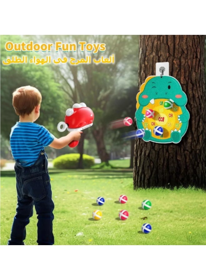 لعبة لوحة السهامالديناصورية للأطفال، لعبة الهدف مع سلاح ديناصوري للأстрель، مع 12 كرة لاصقة، ألعاب تنافسية داخلية وخارجية، подарки لمناسبات المولوديات للأطفال. - Image 5