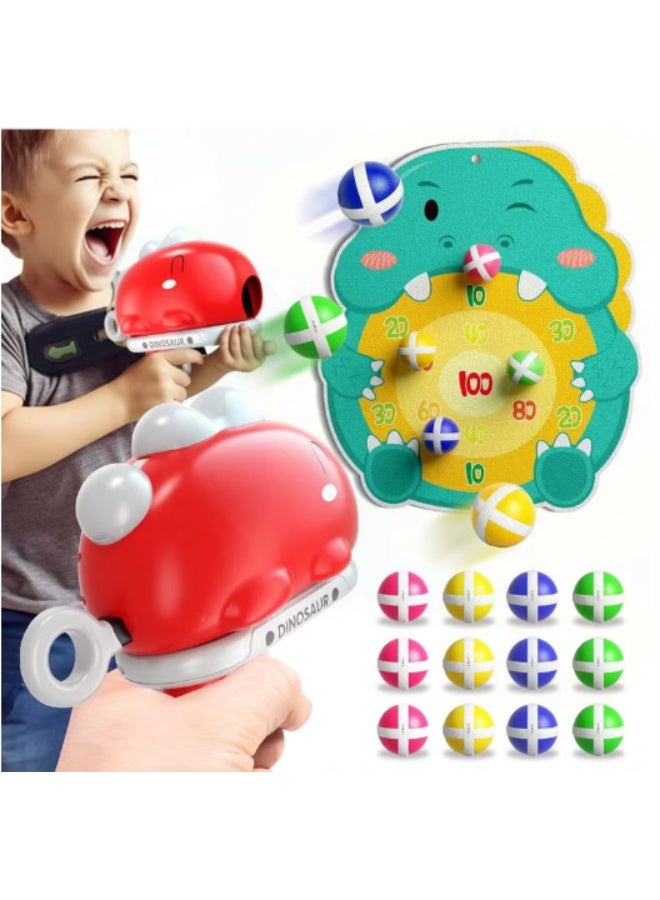 لعبة لوحة السهامالديناصورية للأطفال، لعبة الهدف مع سلاح ديناصوري للأстрель، مع 12 كرة لاصقة، ألعاب تنافسية داخلية وخارجية، подарки لمناسبات المولوديات للأطفال. - Image 1