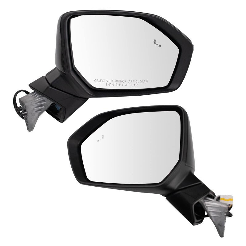 TRQ Driver and Passenger Side Mirror Set Power Heated Blind Spot Indicator Smooth Black Paint to Match Compatible with 20202022 Hyundai Palisade HY1320276 HY1321276