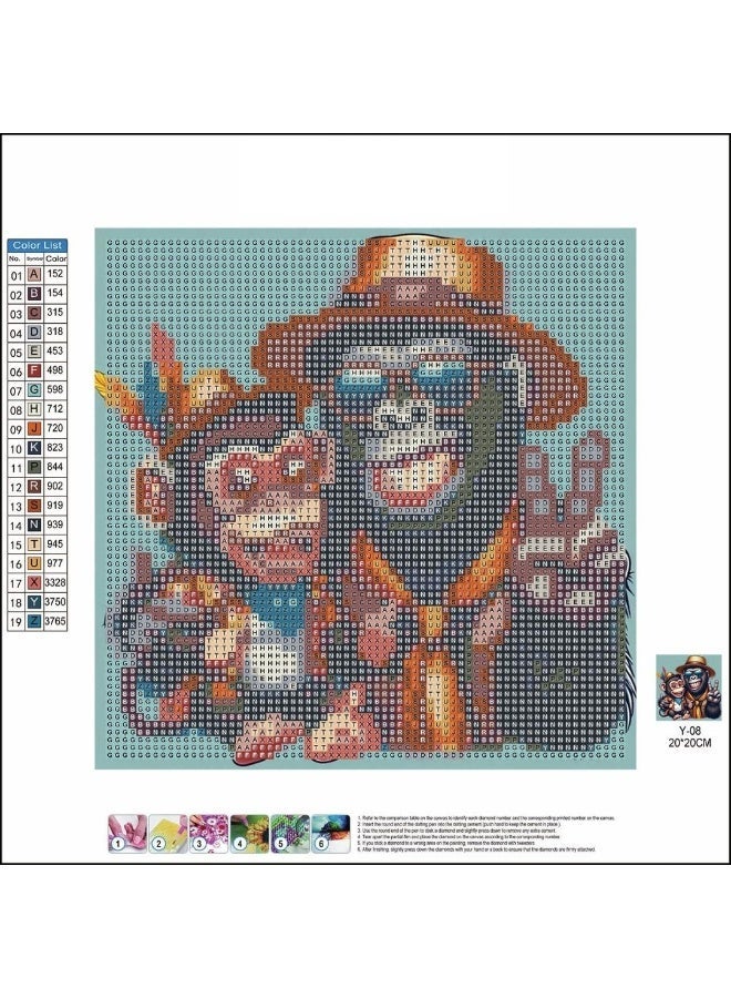 Diamond Painting Kit 5D Diamond Art Set for Kids & Adults DIY Wall Decor Craft, Gorilla Duo Design, Acrylic Diamonds, Adhesive Canvas with Wooden Frame, Relaxing Hobby Art Kit, 20x20 cm - Image 4