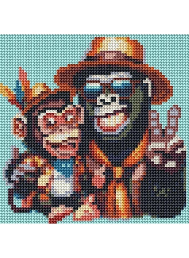 Diamond Painting Kit 5D Diamond Art Set for Kids & Adults DIY Wall Decor Craft, Gorilla Duo Design, Acrylic Diamonds, Adhesive Canvas with Wooden Frame, Relaxing Hobby Art Kit, 20x20 cm - Image 3