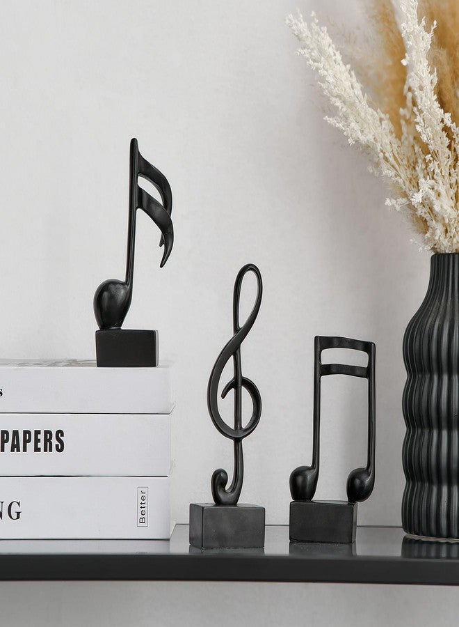 FUNTEREST 3 Pieces Music Note Statue Home Decor Modern Living Room Decorations Black Sculpture for Office Bookshelf Music Room - Image 5