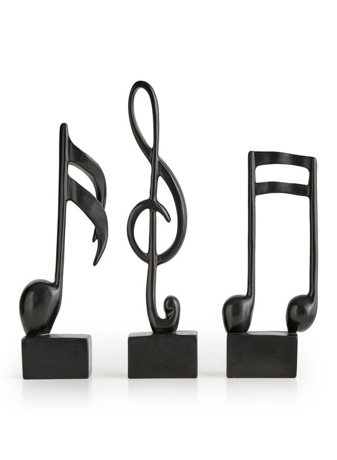 FUNTEREST 3 Pieces Music Note Statue Home Decor Modern Living Room Decorations Black Sculpture for Office Bookshelf Music Room - Image 1