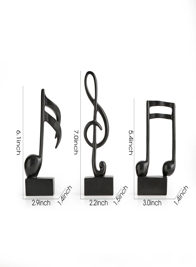 FUNTEREST 3 Pieces Music Note Statue Home Decor Modern Living Room Decorations Black Sculpture for Office Bookshelf Music Room - Image 2