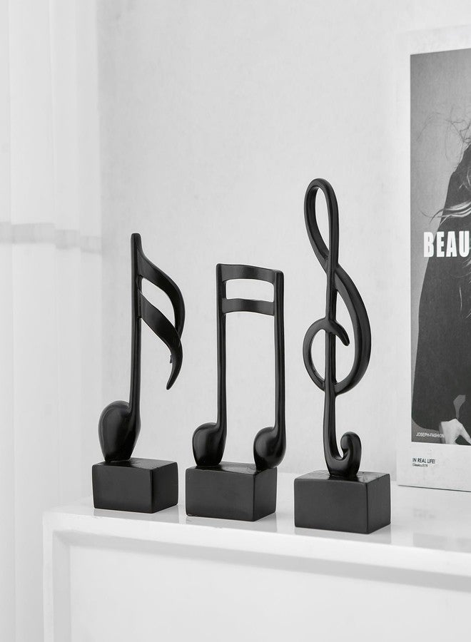 FUNTEREST 3 Pieces Music Note Statue Home Decor Modern Living Room Decorations Black Sculpture for Office Bookshelf Music Room - Image 4