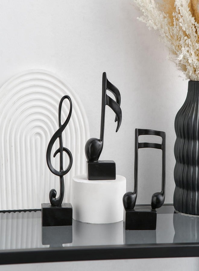 FUNTEREST 3 Pieces Music Note Statue Home Decor Modern Living Room Decorations Black Sculpture for Office Bookshelf Music Room - Image 3