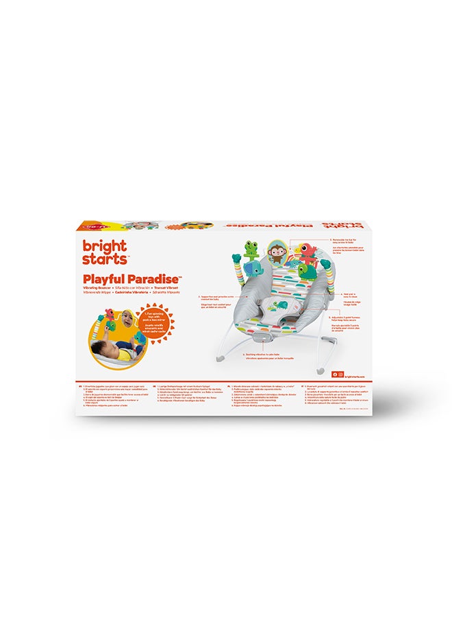 Bright Starts - Playful Paradise Comfy Baby Bouncer Seat with Soothing Vibration and Toys - Image 1