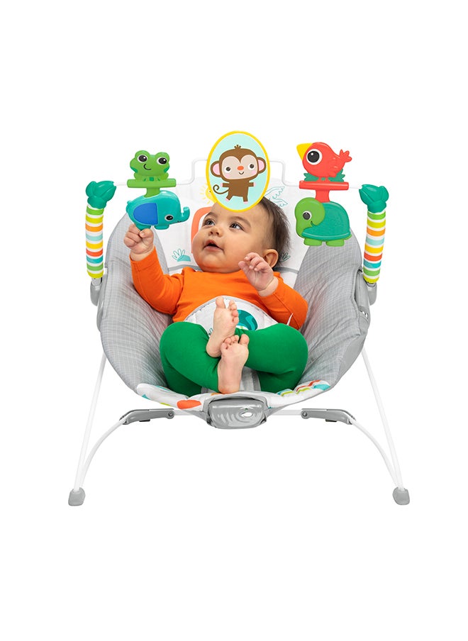 Bright Starts - Playful Paradise Comfy Baby Bouncer Seat with Soothing Vibration and Toys - Image 1