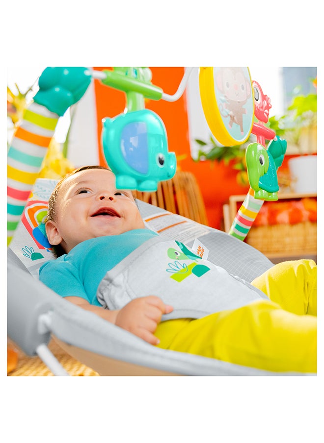 Bright Starts - Playful Paradise Comfy Baby Bouncer Seat with Soothing Vibration and Toys - Image 1