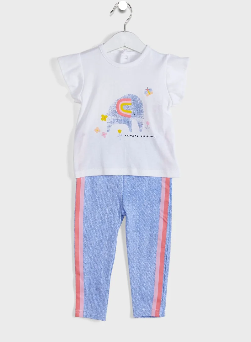 lily and jack Infant Elephant Print Top & Legging Set