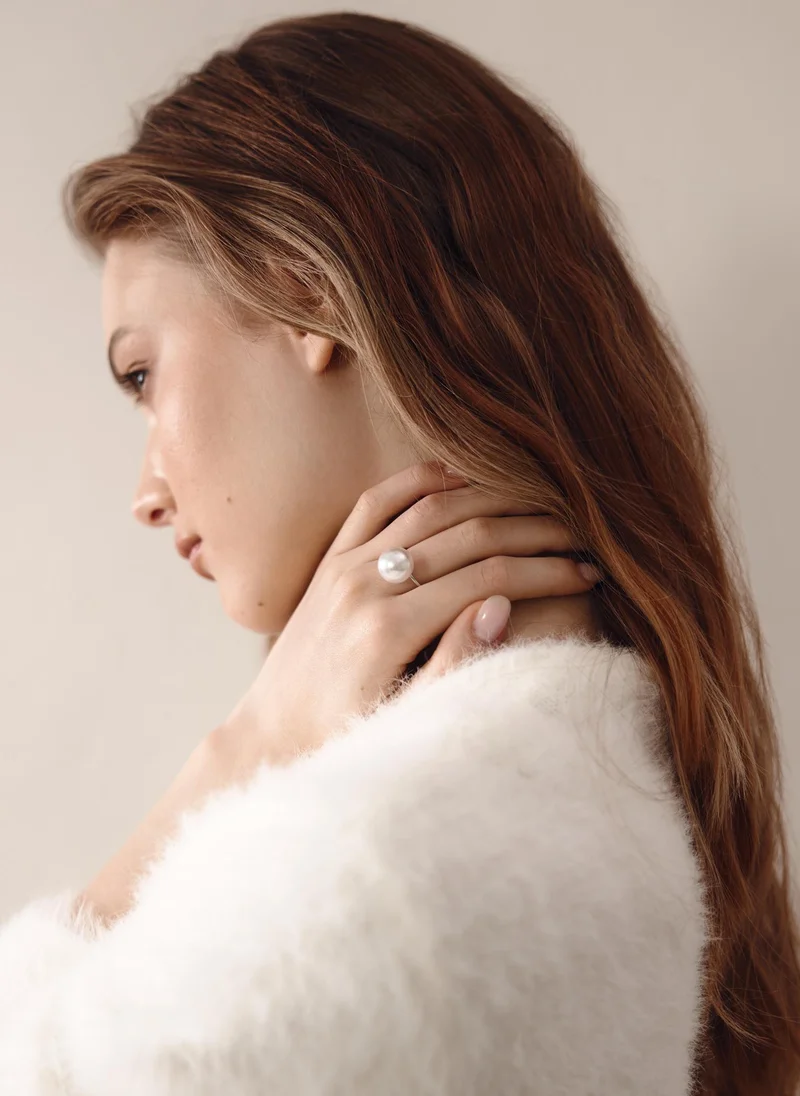 Lichi  Thin ring with large pearl for Women | Best Price UAE