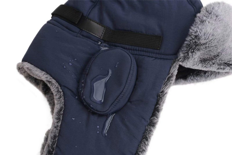 Connectyle Men's Warm Winter Hats for Hiking Hunting Hat Snow Ski Trooper Trapper Hat Faux Fur Hat Navy Blue - Image 3