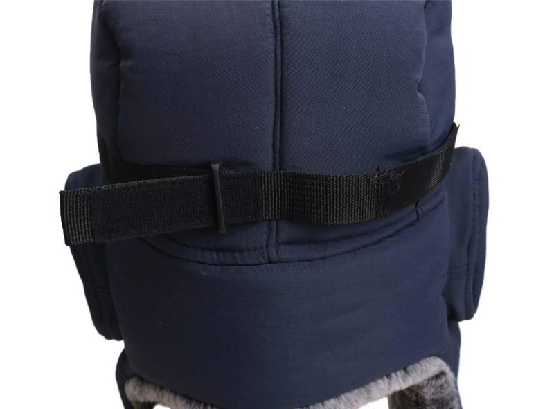 Connectyle Men's Warm Winter Hats for Hiking Hunting Hat Snow Ski Trooper Trapper Hat Faux Fur Hat Navy Blue - Image 5