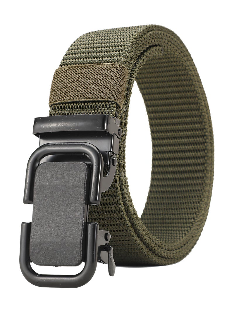 Automatic Nylon Belt for Men & Women - Fashionable, Adjustable, Durable, and Comfortable Waist Belt for Casual & Formal Wear, Everyday Use, and Outdoor Activities Green - Image 1