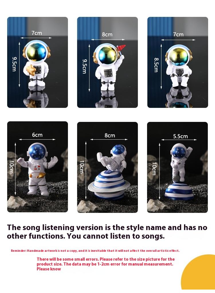 Bluejw 3-Piece Astronaut Figurine Statue Set Astronaut Figure Sculpture For Desktop And Tabletop Decor Resin Spaceman Planet Desk Ornament For Outer Space Themed Bedroom Decor Cake Toppers Decoration Model Set - Image 3