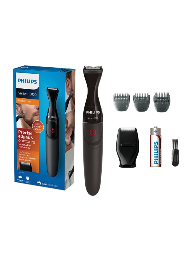 Philips Multigroom MG1100/16,Ultra-Precise Beard Styler,3 Precision Combs, Fully Washable,AA Battery Included Black/Grey MG1100/16 - Image 1
