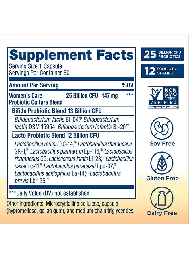 Renew Life كبسولات بروبيوتيك للنساء من رينيو لايف، تدعم توازن الرقم الهيدروجيني للنساء، صحة المهبل، المسالك البولية، الهضم والمناعة، L. Rhamnosus GG، خالية من الألبان، الصويا والجلوتين، 25 مليار وحدة تشكيل مستعمرة - 60 حبة - Image 2