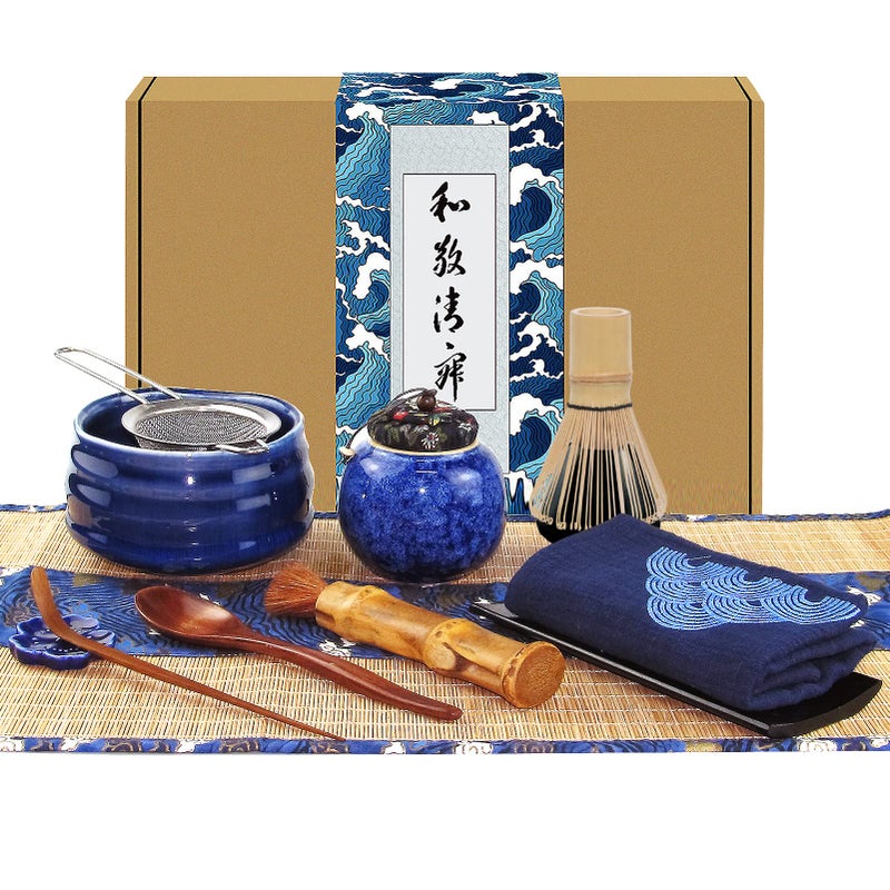 Artcome 12Pcs Japanese Matcha Tea Set, Matcha Bowl, Bamboo Whisk, Whisk Holder, Bamboo Brush and Bamboo Screen Handmade Matcha Ceremony Kit For Traditional Japanese Tea Ceremony - Image 1