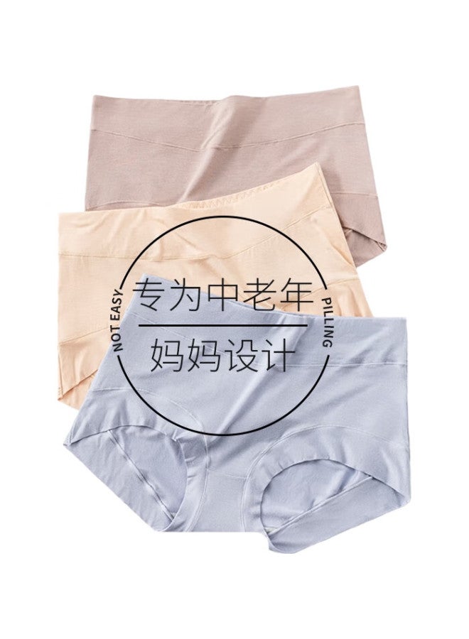 Modal Underwear For Women And Mothers, High-Waist Seamless Plus Size Cotton Crotch Panties, 200 Jin Weight Capacity, Antibacterial Triangle Briefs, 3-Pack - Image 1