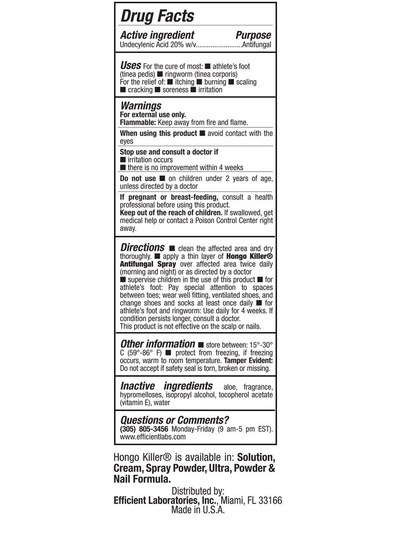 Hongo Killer رذاذ مضاد للفطريات | علاج القدم الرياضي والديدان الحلقية | 44 مل - Image 3