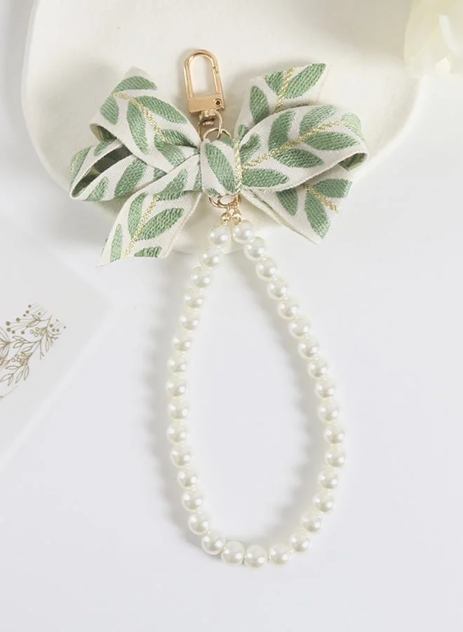Styli Ribbon and Pearl Beaded Charm Key Chain