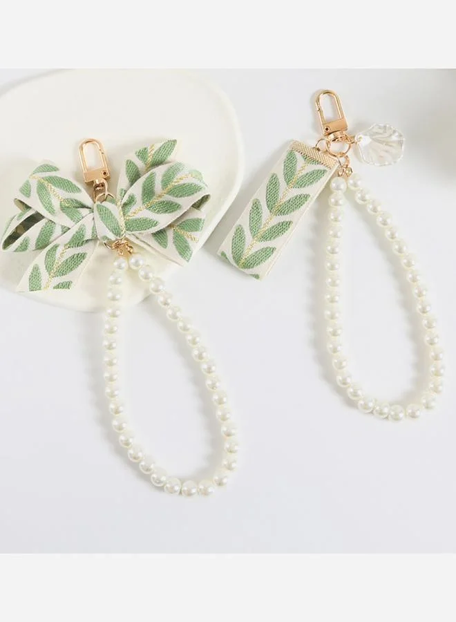 Styli Ribbon and Pearl Beaded Charm Key Chain