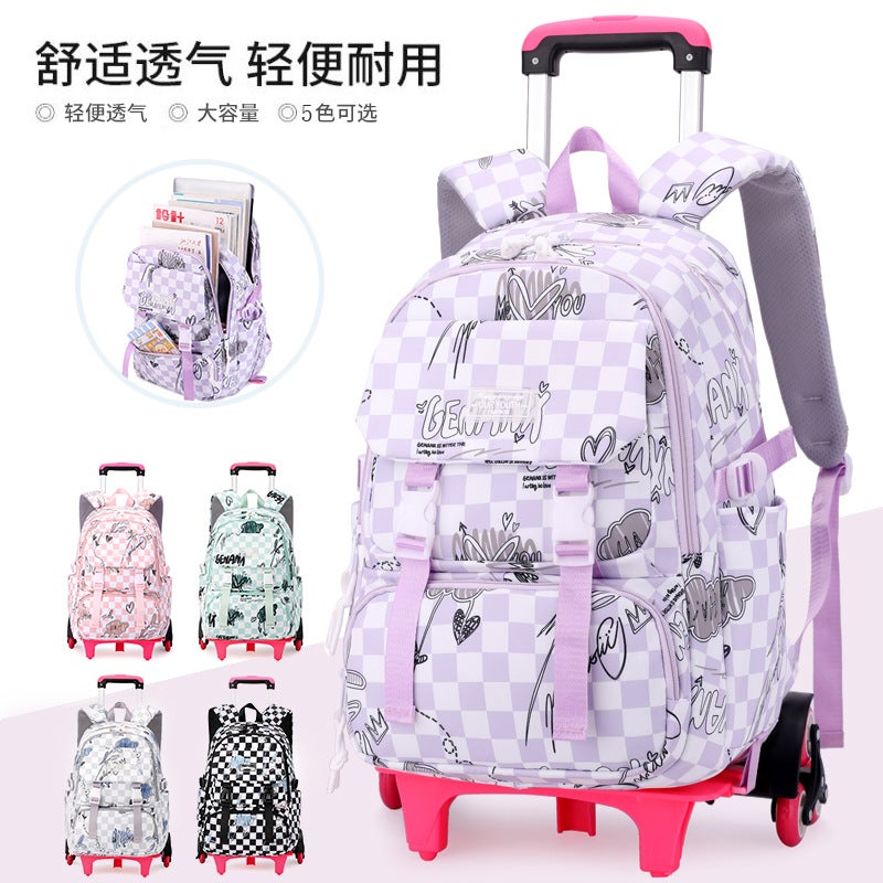 Natural Fish New Grade 2 To 6 Stair Climbing Rod Schoolbag Girl Junior High School Large Capacity Removable One-Piece Hair - Image 2