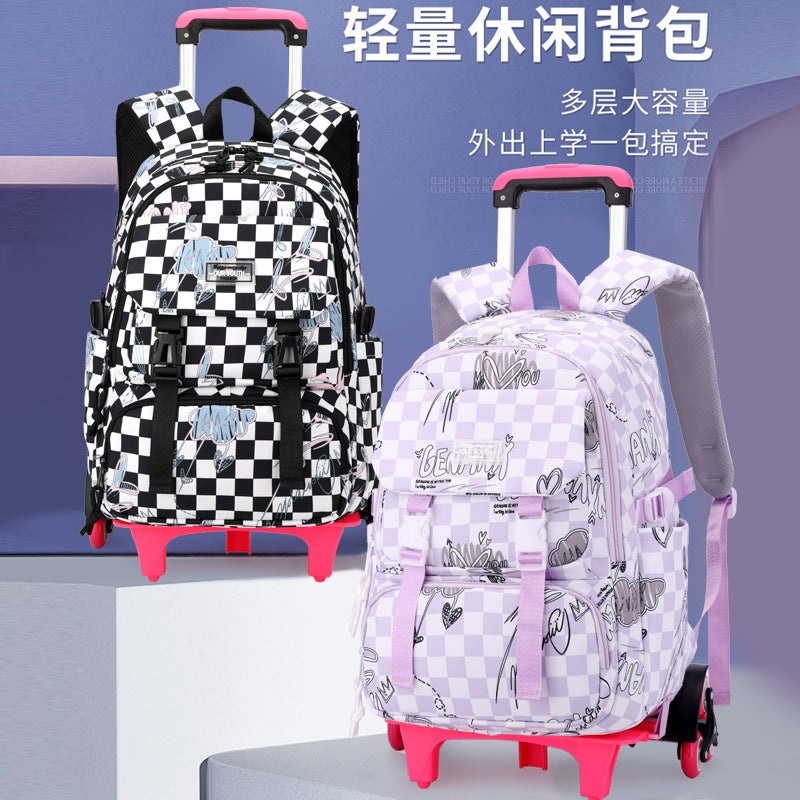 Natural Fish New Grade 2 To 6 Stair Climbing Rod Schoolbag Girl Junior High School Large Capacity Removable One-Piece Hair - Image 4