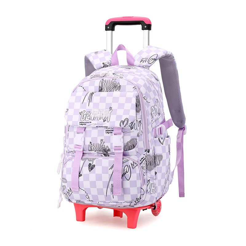 Natural Fish New Grade 2 To 6 Stair Climbing Rod Schoolbag Girl Junior High School Large Capacity Removable One-Piece Hair - Image 1