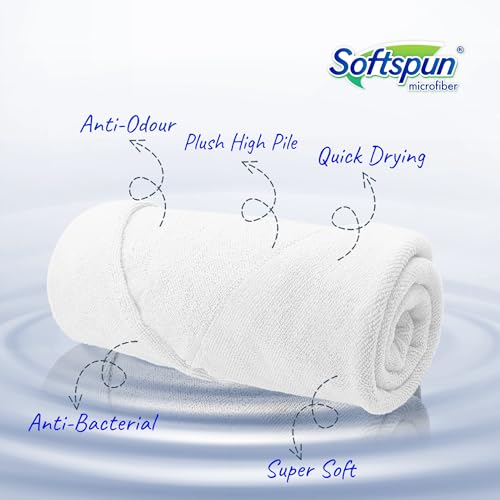 SOFTSPUN Microfiber Bath & Hair, Care Towel Set of 1 Piece, 70x140 Cms (White). Super Soft & Comfortable, Quick Drying, Ultra Absorbent in Large Size. - Image 2