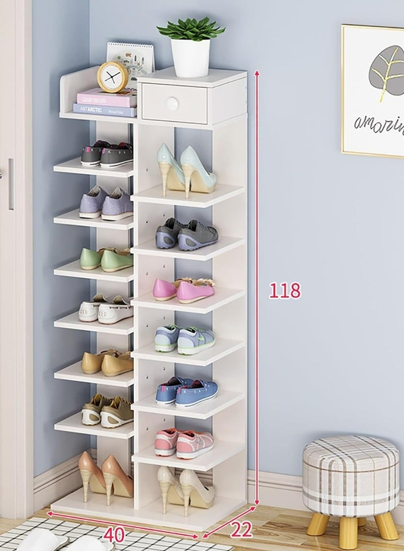 RollsTimi  8-Tier Shoe Rack Wooden Shoe Storage Shelf Organizer,White  - Image 1