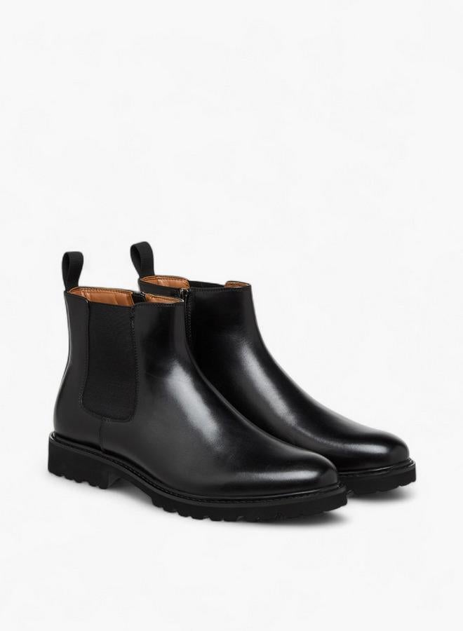DUCHINI Men's Solid Chelsea Boots with Zip Closure and Pull Tabs - Image 3