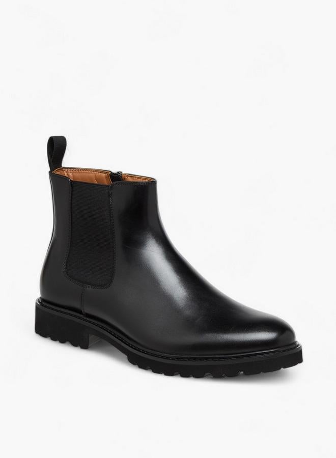 DUCHINI Men's Solid Chelsea Boots with Zip Closure and Pull Tabs - Image 2