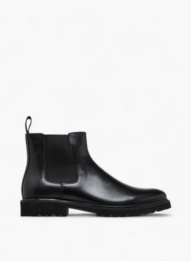 Men's Solid Chelsea Boots with Zip Closure and Pull Tabs