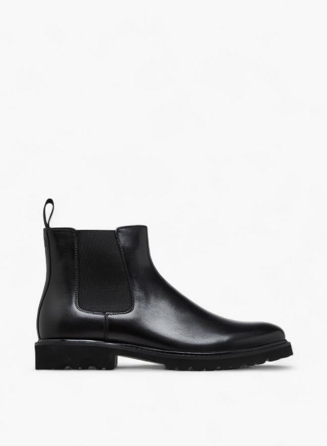 DUCHINI Men's Solid Chelsea Boots with Zip Closure and Pull Tabs - Image 1
