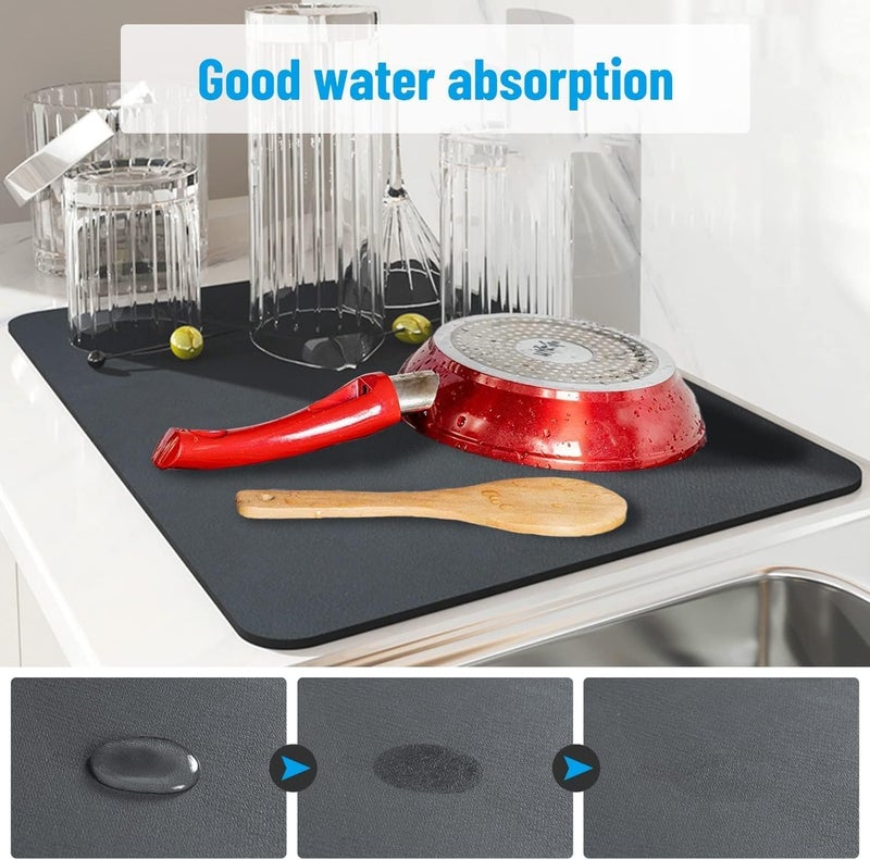 SMARAN Mix Color Dish Drying mat for Kitchen Water Absorbent mat Drying mat for Kitchen Utensils Large Dry mat for Kitchen Utensils Drying mat Water Absorbent mats for Kitchen Items 60x40cm Mix Color - Image 5