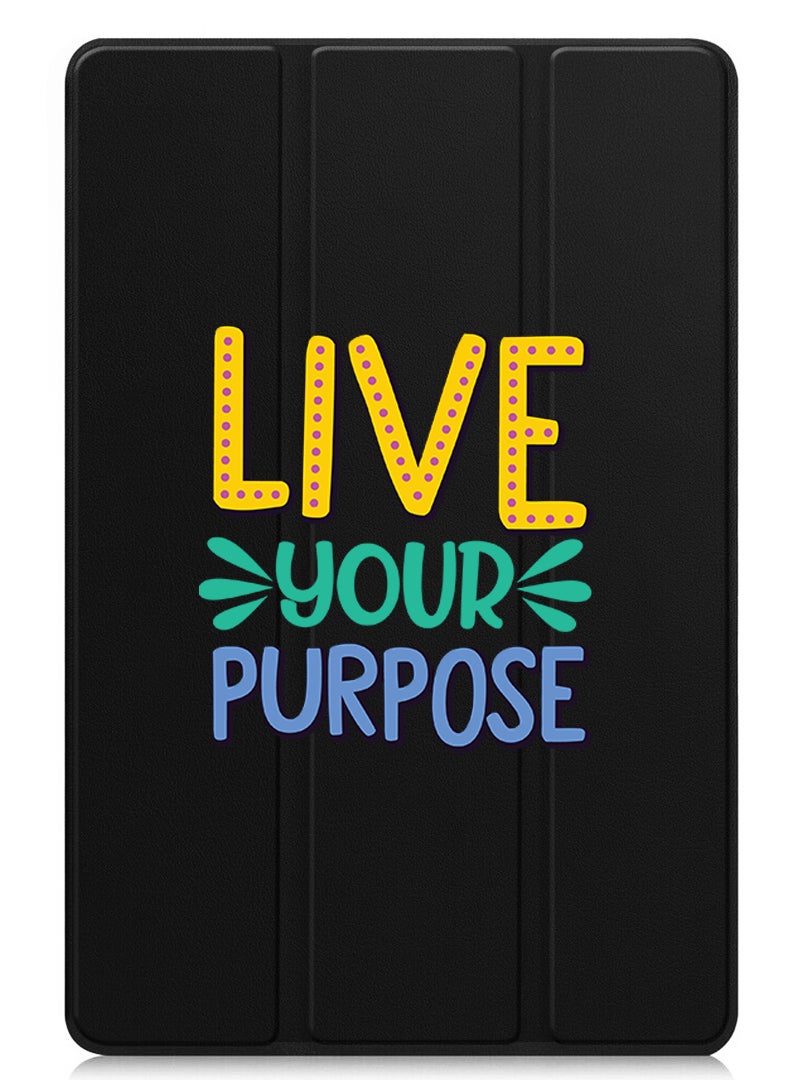 Theodor Protective Flip Case For Apple iPad mini 7th Generation (A17 Pro 2024 / Mini 6 2021 6th Generation) With Trifold Stand Auto Wake Sleep Shockproof Cover Live your purpose - Image 1