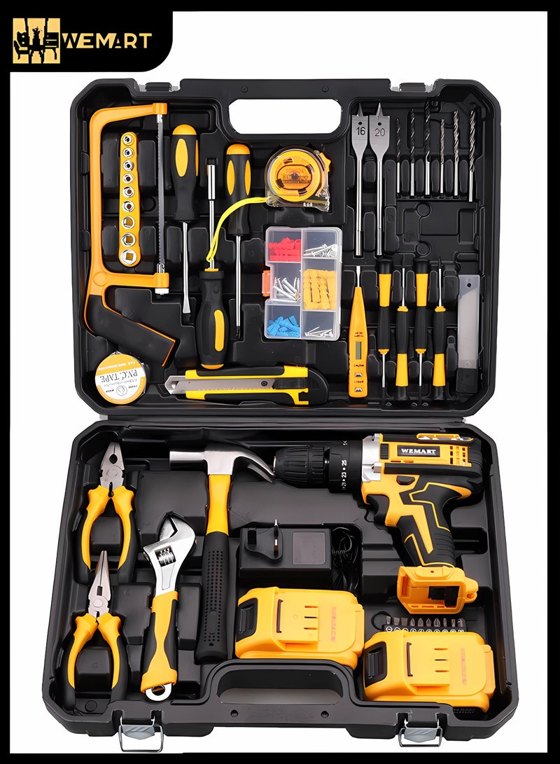 HOMESTAR 129 Piece Power Tools Kit with 48V Cordless Drill, Professional Household Home Tool Set DIY Hand Kits for Garden Office House Repair Maintain - Image 1
