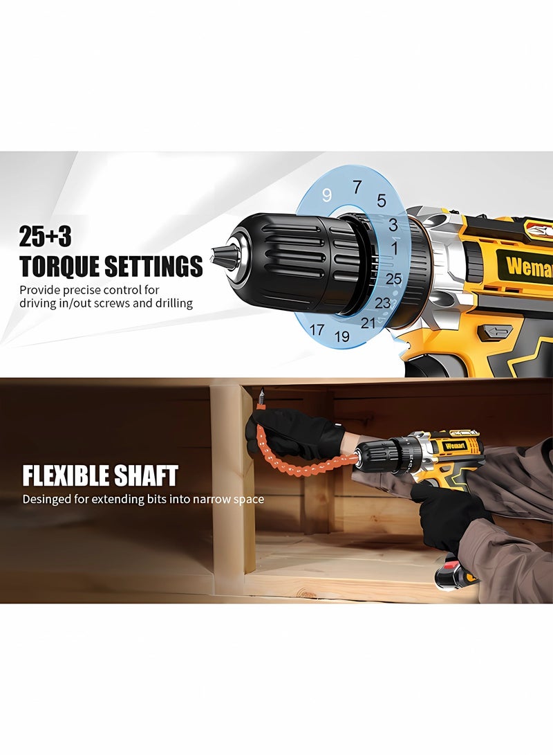 HOMESTAR 129 Piece Power Tools Kit with 48V Cordless Drill, Professional Household Home Tool Set DIY Hand Kits for Garden Office House Repair Maintain - Image 4