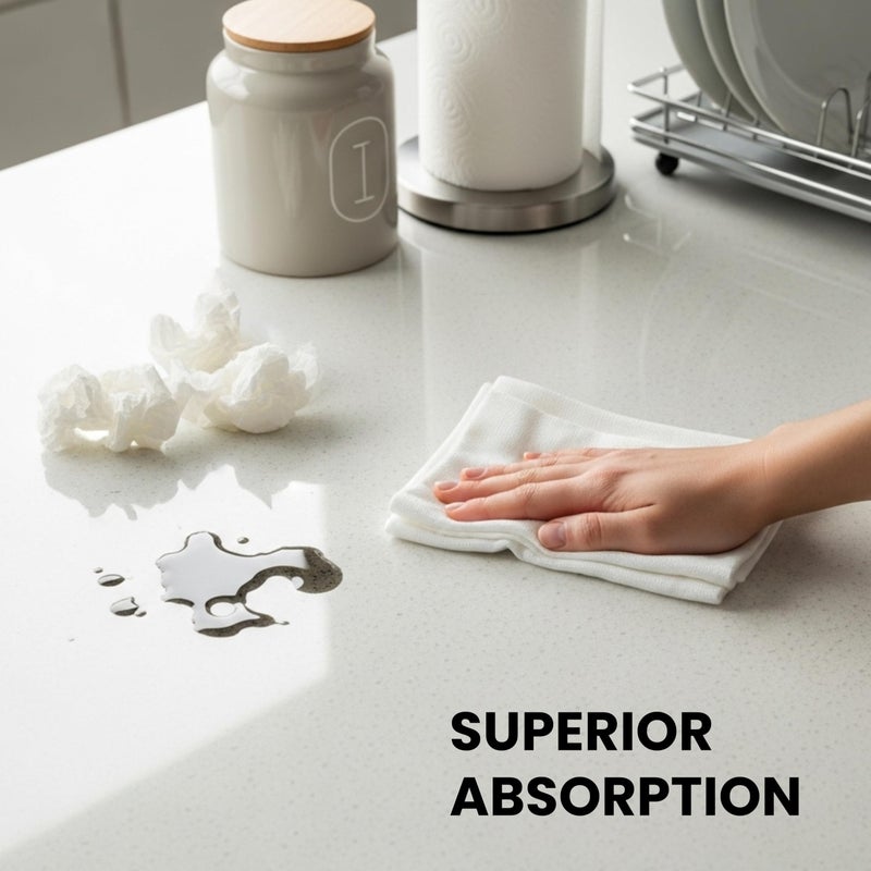 Whitewrap Dish Cloths Cotton| Kitchen Wash Cloth| Shop Towels Absorbent And Lint Free Flour Sack| Dishcloths For Kitchen Washing Dishes|Thick Absorbent Quick Dry Dish Rags | 12 Pack 13""X13"" White - Image 3