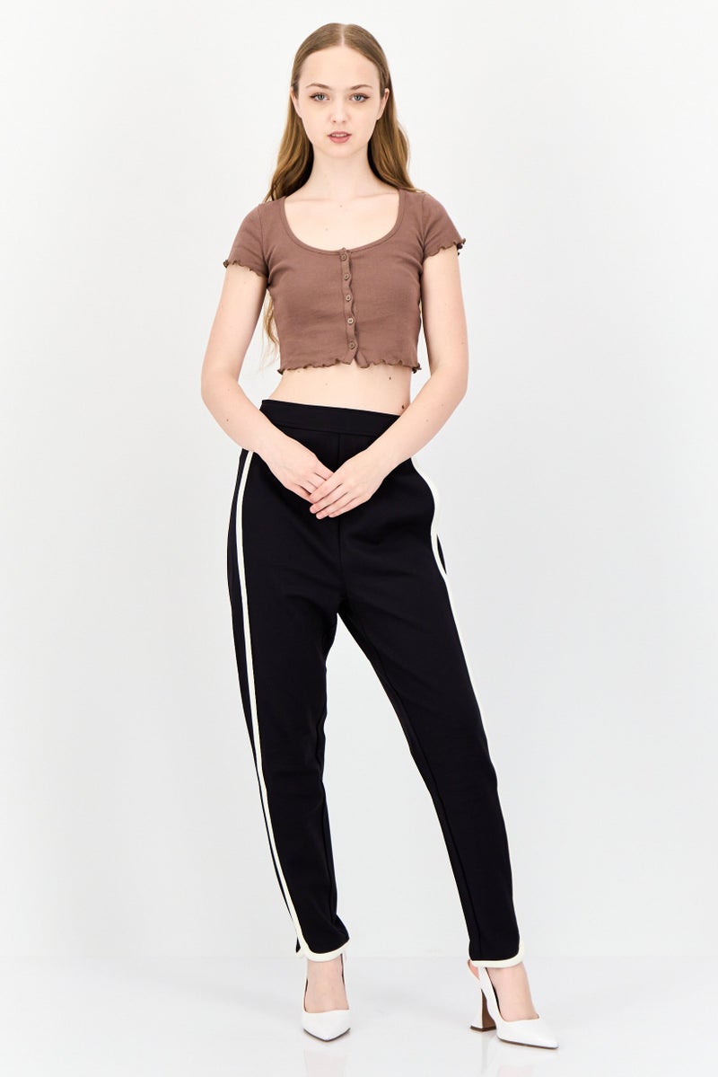 Juicy Couture Women Regular Fit Straight Leg Solid Pants, Black - Image 4