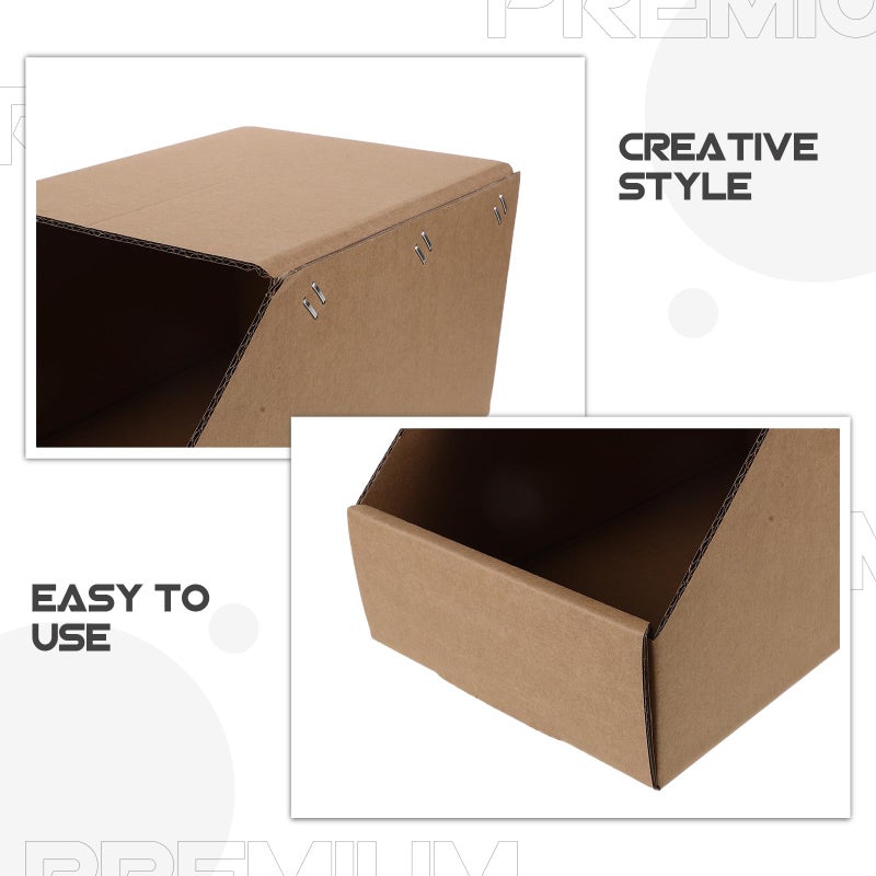 6 Pack Cardboard Storage Bins With Half Lid Easy Assembly For Home Office Garage Organization - Image 4