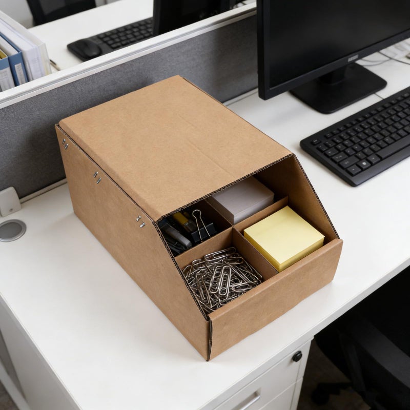 6 Pack Cardboard Storage Bins With Half Lid Easy Assembly For Home Office Garage Organization - Image 5